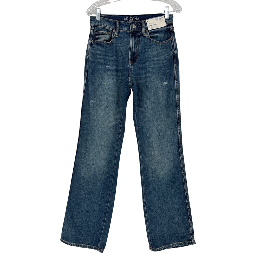 Arizona Jean Co Women Size 4 90s Straight High Rise Jeans Medium Wash Denim